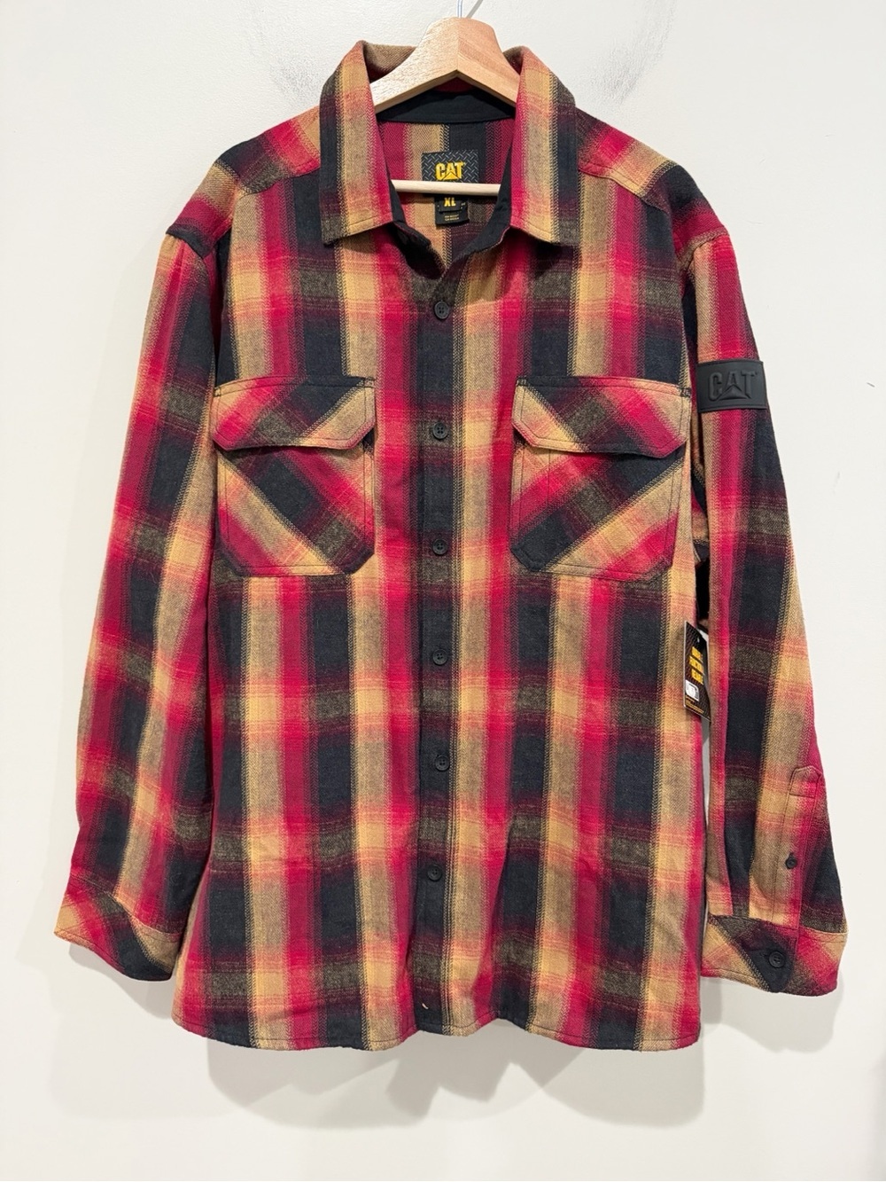 CAT Buffalo Check Heavyweight Overshirt NEW Button Down Plaid Pockets Size XL